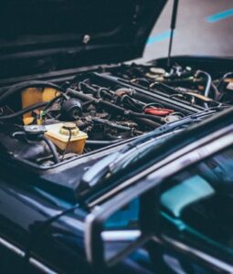 close-up photo of vehicle engine